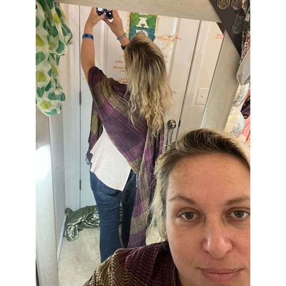 COPY - ❤️🧣BEAUTIFUL DESIGNER SCARF🧣❤️INFINITY LONG EUC GIFT Purple Plaid Print - Picture 8 of 9